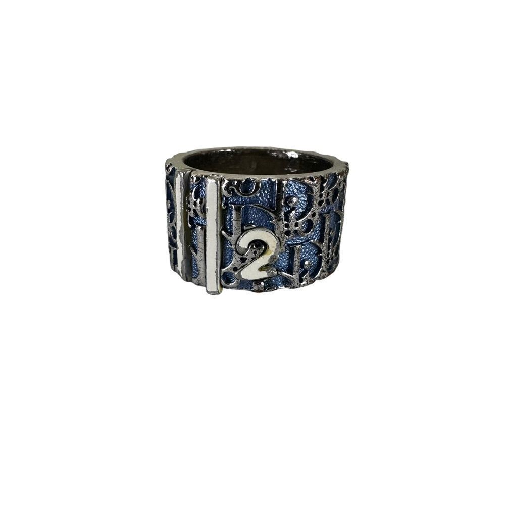 Dior Trotter Vintage Ring Blue Silver Tone Size 5 W/ Certificate of Authenticity